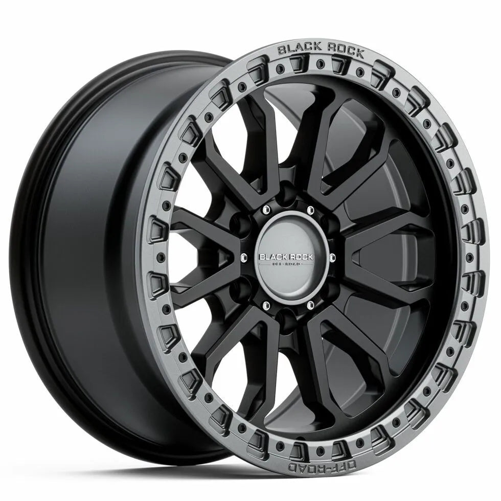 Black Rock Cobra Gunmetal Grey Black Ring